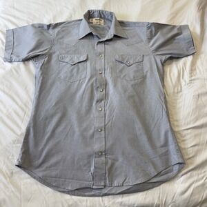 Vintage Ruddock Shirts Mens Blue Western Snap Front Short Sleeve Shirt Medium